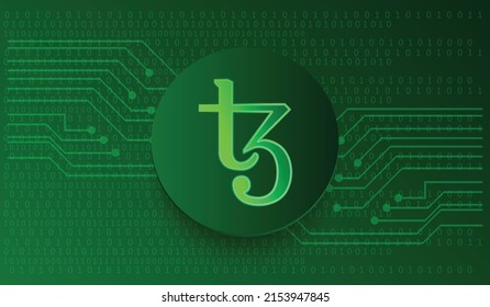 Tezos XTZ Cryptocurrency virtual money. Technology banner and background vector illustration template.