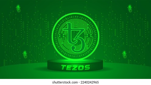 Tezos (XTZ) Metaverse cryptocurrency concept vector illustration banner