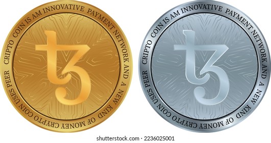 tezos-xtz virtual currency logo illustration. vector illustrations.