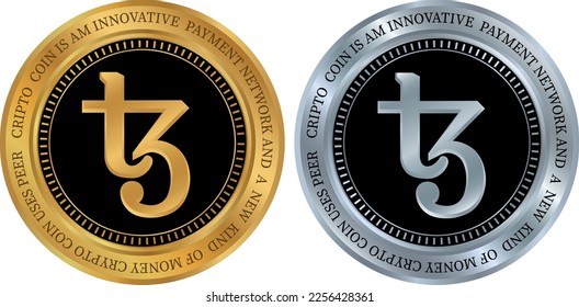tezos-xtz virtual currency logo illustration. vector illustrations.