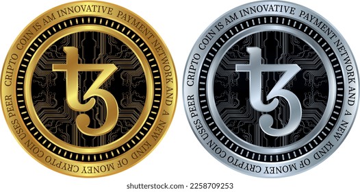 tezos-xtz virtual currency logo illustration. vector illustrations.