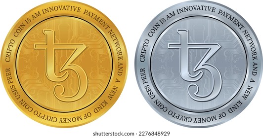 tezos-xtz virtual currency logo illustration. vector illustrations.
