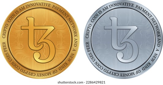 tezos-xtz virtuelle Currency Logo-Illustration. Vektorgrafiken.