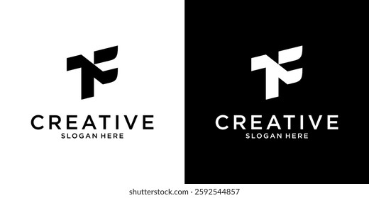 TF or FT initial letter logo design vector