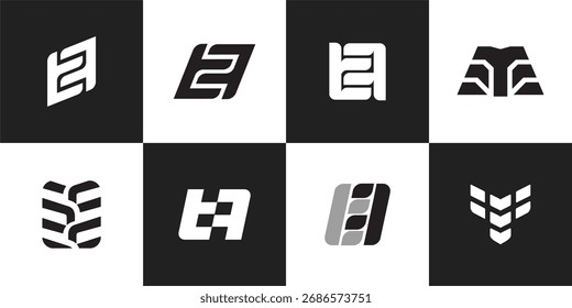 Diseño del conjunto de logotipos de letras TF FT