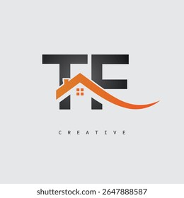 TF House Letter Logo – Creative Real Estate Monogram with Roof Shape and Home Icon for Property, Architecture and Modern Branding Identity