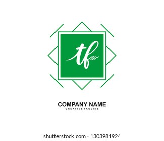 TF Initial Handwriting Logo Template Vector
