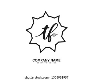TF Initial Handwriting Logo Template Vector