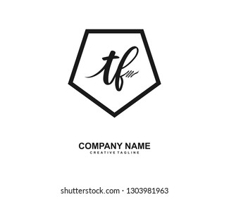 TF Initial Handwriting Logo Template Vector