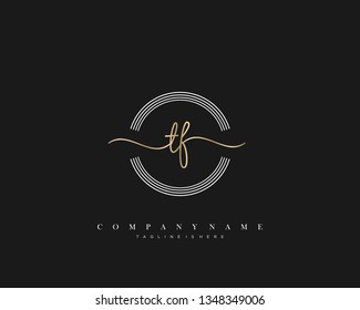 TF initial handwriting logo template vector