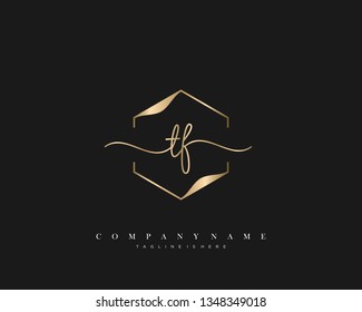 TF initial handwriting logo template vector