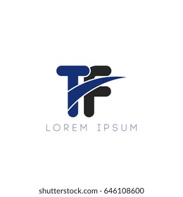 tf initial letter uppercase logo blue and black