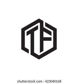TF initial letters looping linked hexagon monogram logo