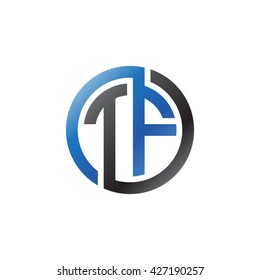 TF initial letters looping linked circle logo blue black