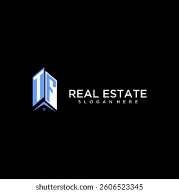 TF initial monogram building and roof logo for real estate