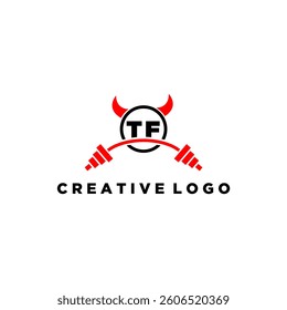 TF initial monogram for fitnes or gym logo with devil style design