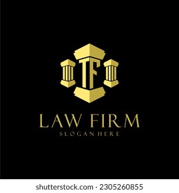 TF initial monogram logo for lawfirm with pillar design