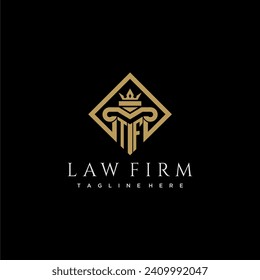 TF initial monogram logo for lawfirm with pillar in creative square design