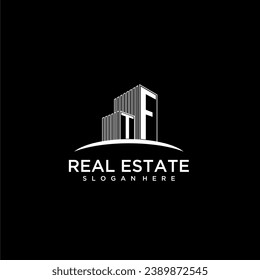 logotipo de monograma inicial de TF para inmuebles con estilo de construcción