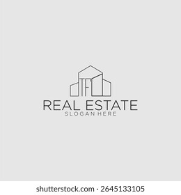 TF initial monogram logo for real estate with luxury building style
