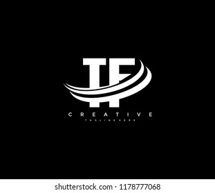 TF Letter Creative Modern Monogram Three Black Swoosh Design Logo