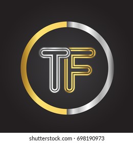TF Letter logo in a circle. gold and silver colored. Vector design template elements for your business or company identity