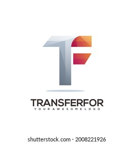 Tf Letter Logo Illustration Colorful Abstract Gradient