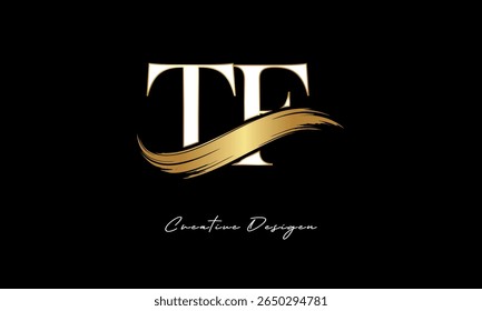 TF Letter Monogram Logo – Elegant Gold Brush Stroke Letter mark for Luxury Branding, Fashion, Boutique  Premium Identity Design
