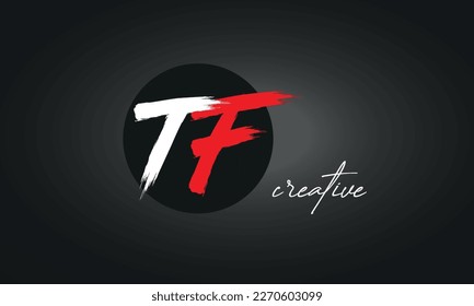 TF Letters Brush Paint Logo icon, Elegant Vector Design