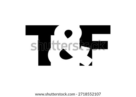 TF logo design in bold style. Black white identity symbol. Modern typography emblem. Corporate branding icon. Minimal business template.