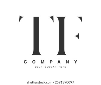 TF logo design. Initial letter t and f serif font style. Creative classic company name typography. Trendy logotype or identity. Vector illustration.