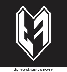 TF Logo monogram with emblem line style isolated on black background