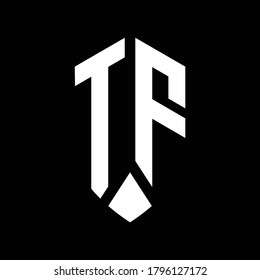 tf logo monogram with emblem shield style design template