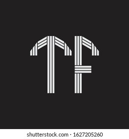 TF Logo monogram with outline style linked isolated on black background