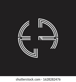 TF Logo monogram triple ribbon style line design template isolated on black background