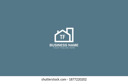 tf  Minimal initial real estate property house building flat vector logo design 