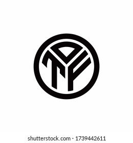 TF monogram logo with circle outline design template isolated on white background