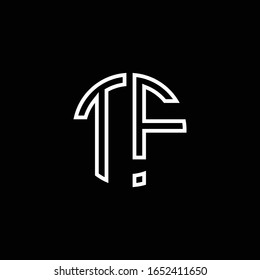 TF monogram logo circle ribbon style outline design template