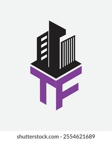 tf real state hexagon  vector letter logo