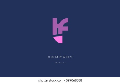 tf t f  pink blue pastel modern abstract alphabet company logo design vector icon template 