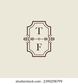 TF vintage wedding initial logo in high quality professional design that will print well across any print media