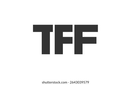 TFF logo design template with strong and modern bold text. Initial based vector logotype featuring simple and minimal typography. Trendy company identity ideal for businesses brand presence.