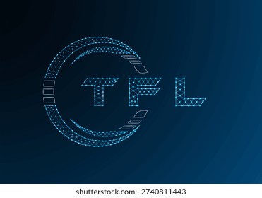 TFL low poly letter logo vector design. TFL lower poly logo design. Low poly logo.