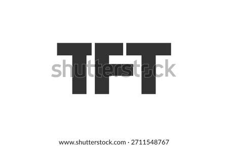 TFT logo design template with strong and modern bold text. Initial based vector logotype featuring simple and minimal typography. Trendy company identity ideal for businesses brand presence.