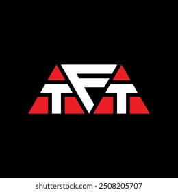 TFT triangle letter logo design with triangle shape. TFT triangle logo design monogram. TFT triangle vector logo template with red color. TFT triangular logo Simple, Elegant, and Luxurious design.