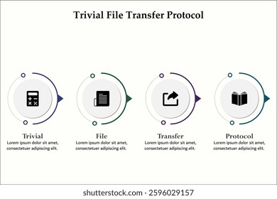 TFTP - Trivial File Transfer Protocol Acronym. Infographic template with icons and description placeholder