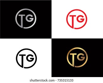 TG Circle Letter Logo Design with RED GOLD BLACK Silver Vector Illustration
