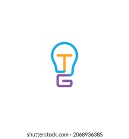 TG GT letter lightbulb creative ideas logo icon sign symbol design concept. Vector illustration