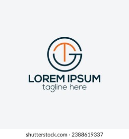 TG, GT letter monogram logo with circle line. GT, TG modern line logo design vector template isolated 