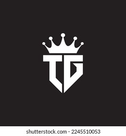 TG or GT logo monogram symbol shield with crown shape design vector